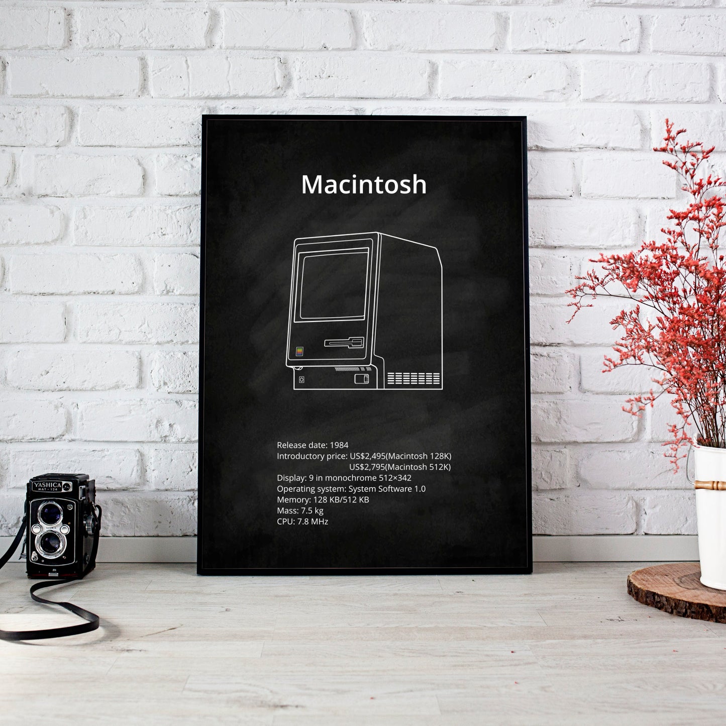 Apple Macintosh computer blueprint poster wall decor