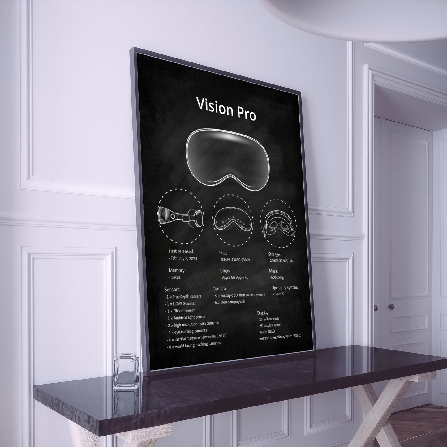 Apple Vision Pro blueprint poster wall decor