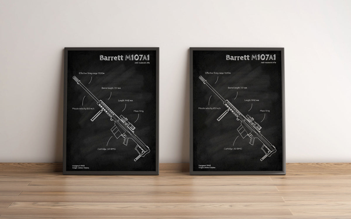 Barrett M107A1 sniper rifle bluepint poster wall decor