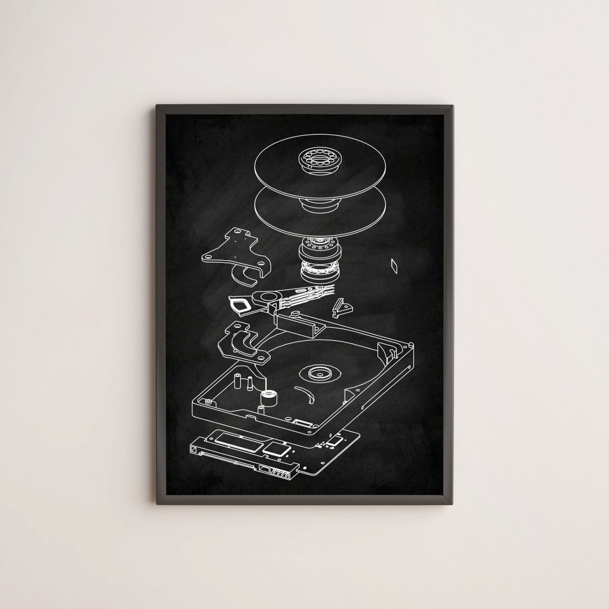 Hard Drive HDD blueprint poster wall art