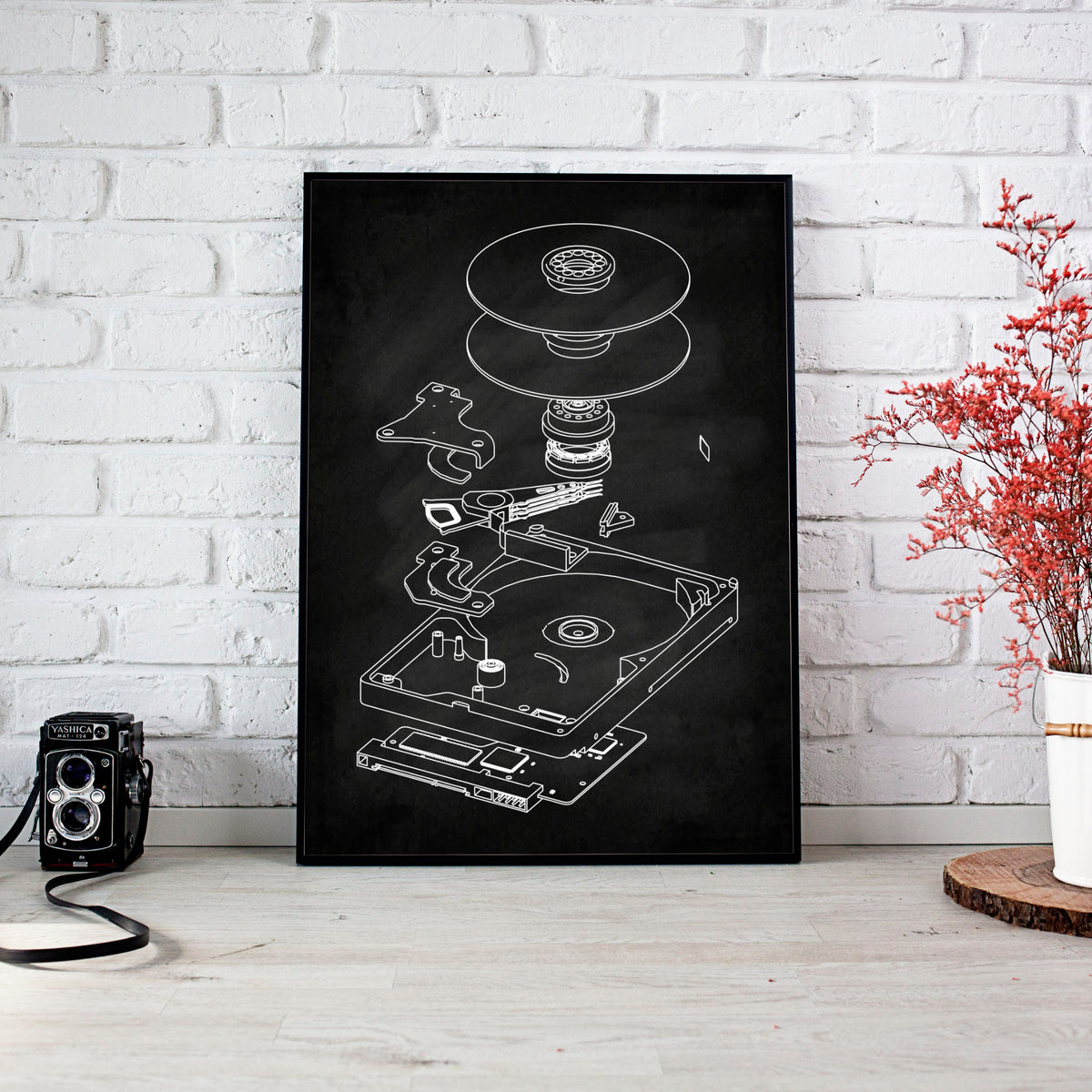Hard Drive HDD blueprint poster wall art