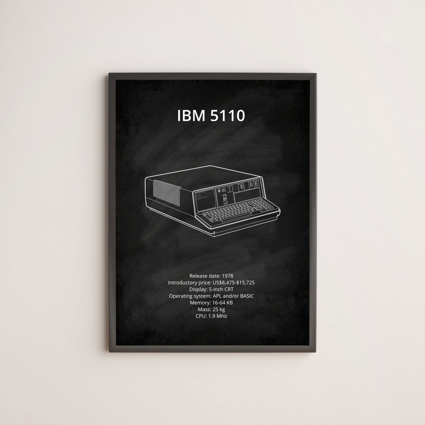 IBM 5110 computer blueprint poster wall decor