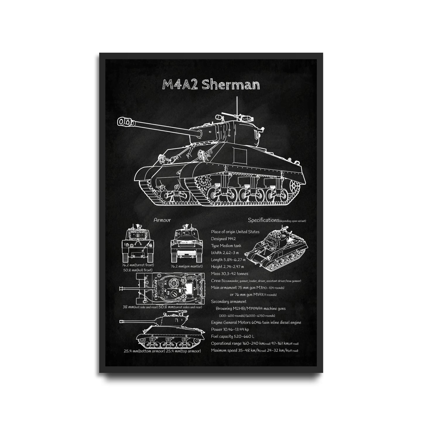 M4A2 Sherman tank poster