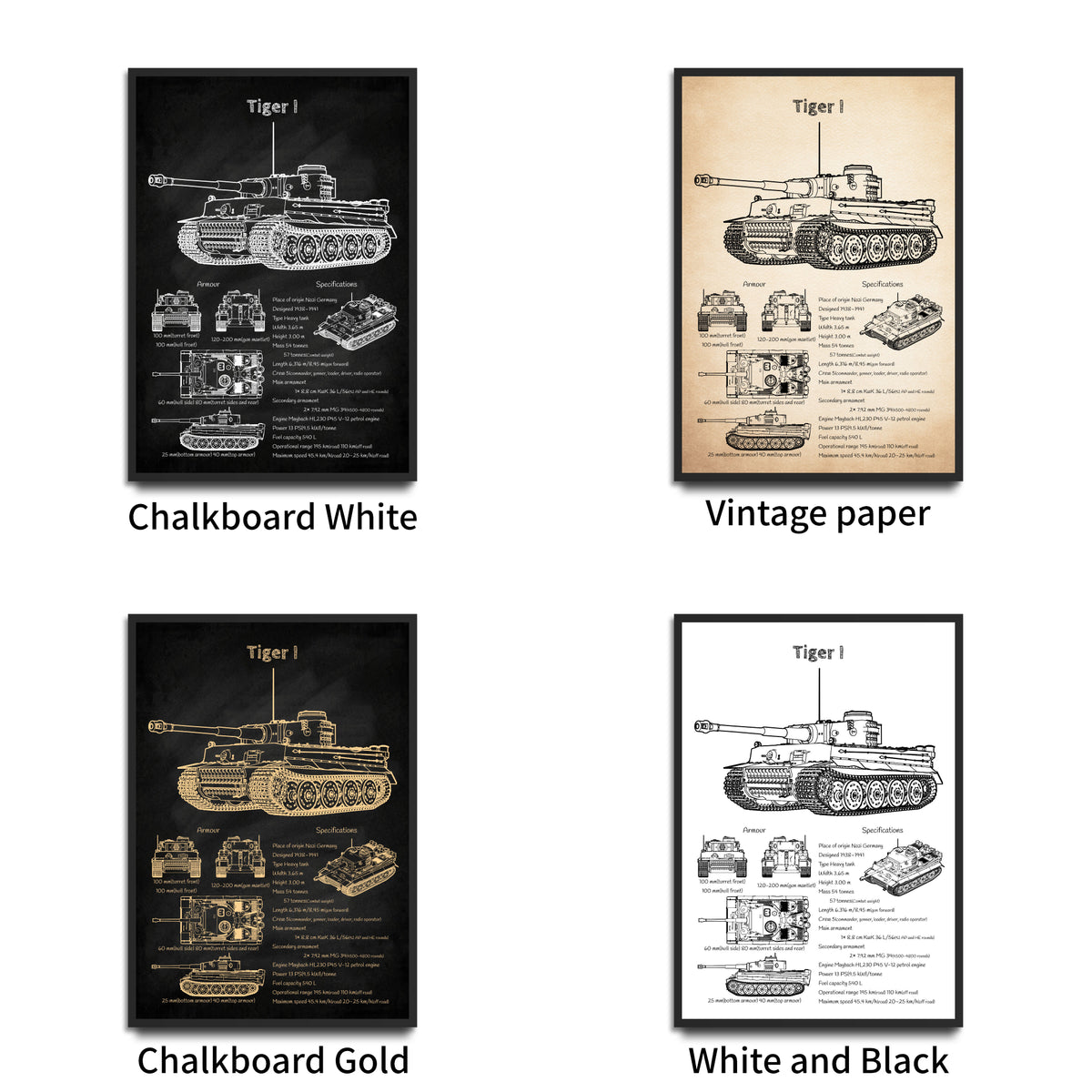 Tiger I tank poster wall decor