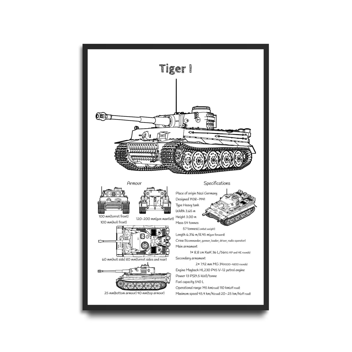 Tiger I tank poster wall decor