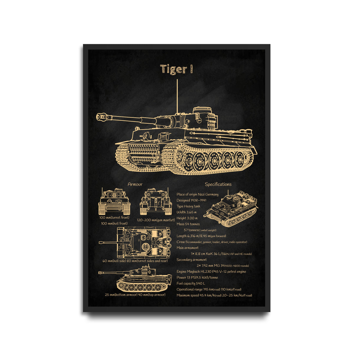 Vintage Tiger I tank poster