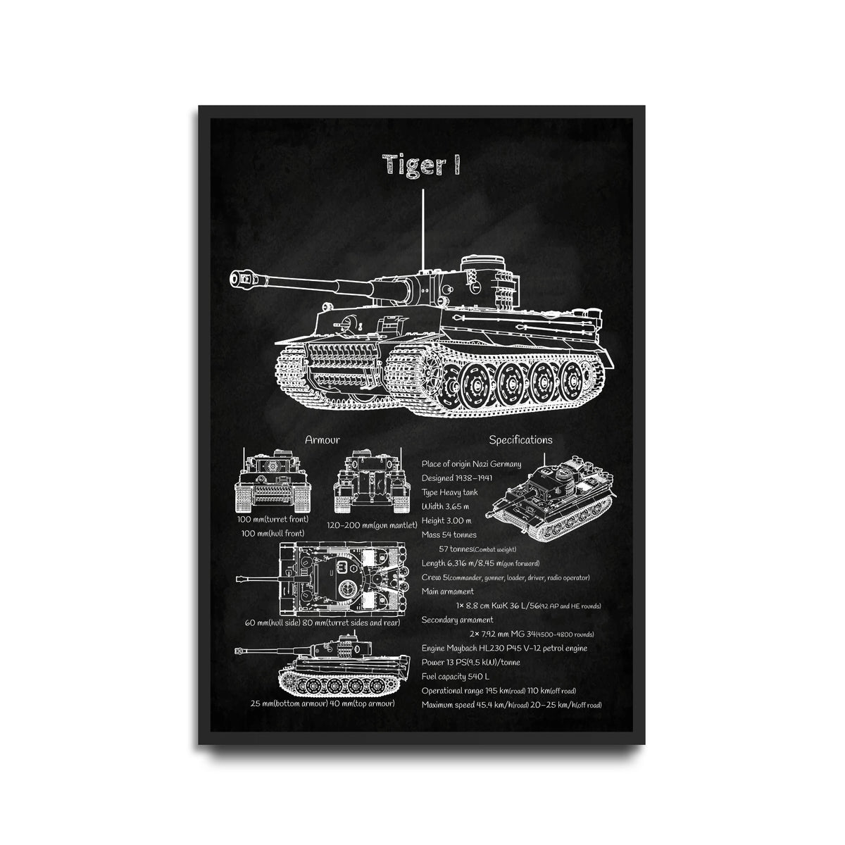 Tiger I tank poster wall decor