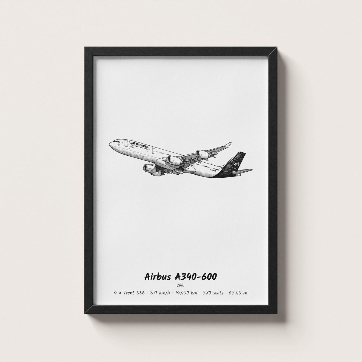 Airbus A340-600 Airliner Wall Art