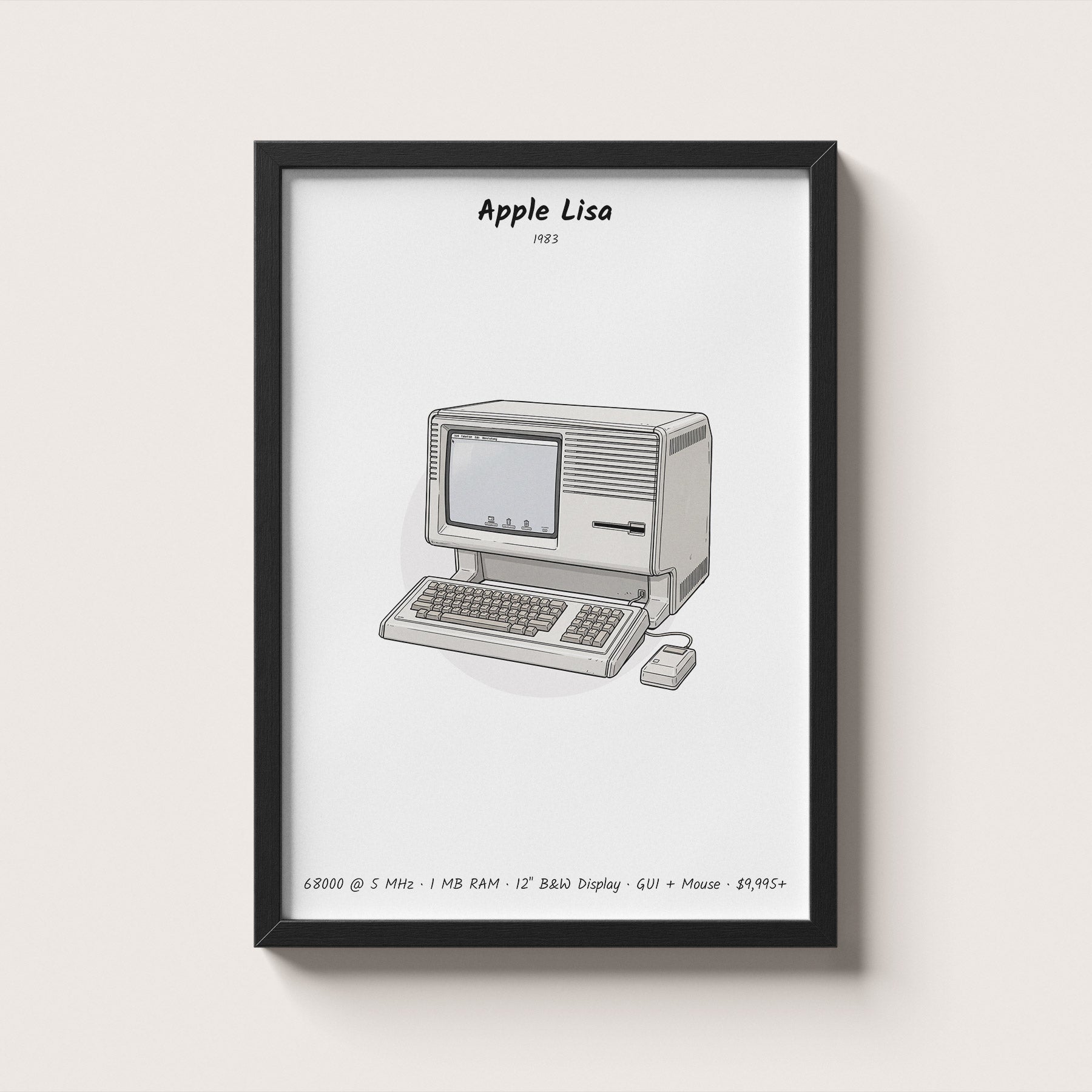 Apple Lisa 1983 Line Art Poster | Vintage Computer Wall Art
