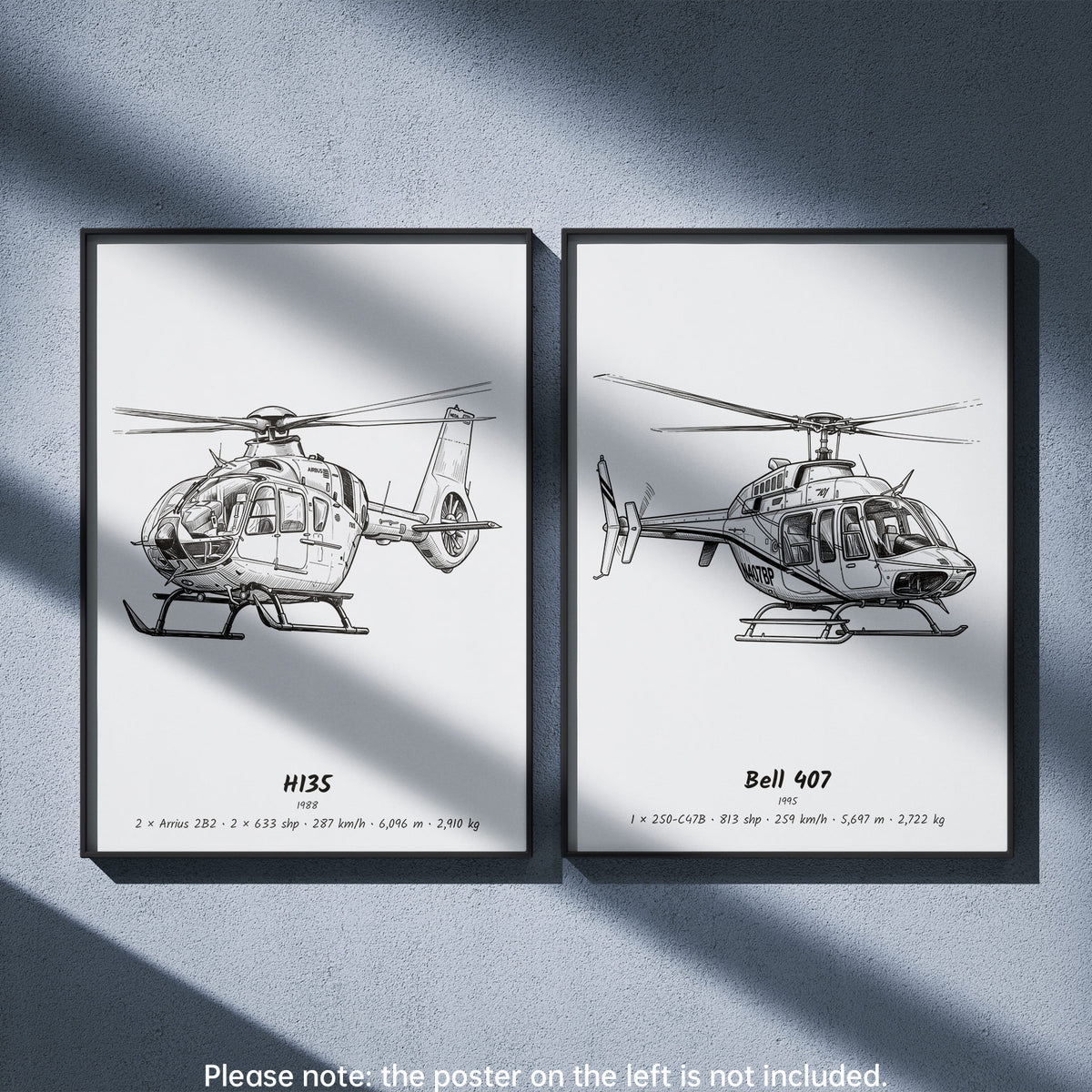 Bell 407 Wall Art Paired with Airbus H135