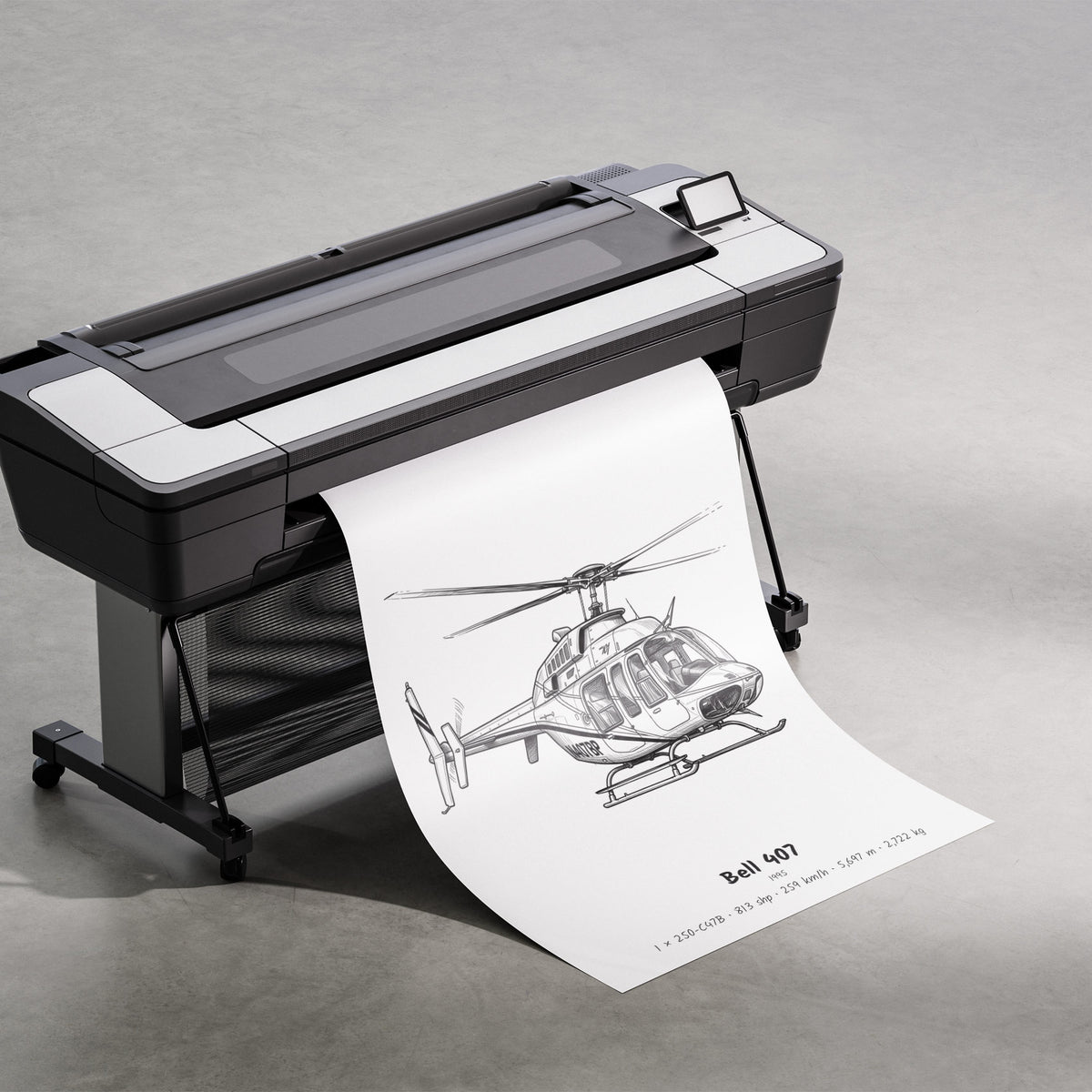 Bell 407 Hand Drawn Print
