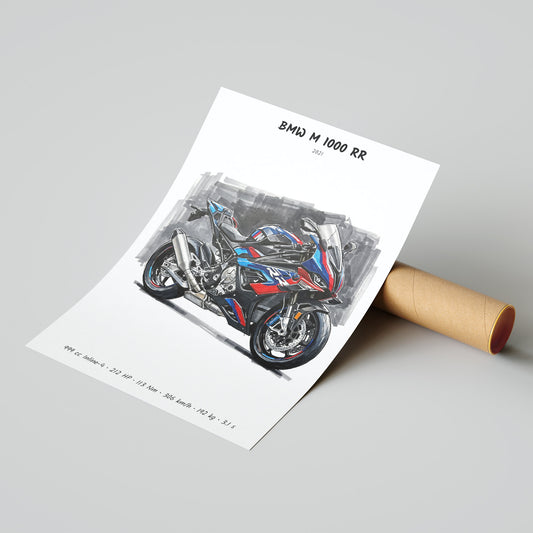 BMW M 1000 RR Minimalist Motorcycle Poster