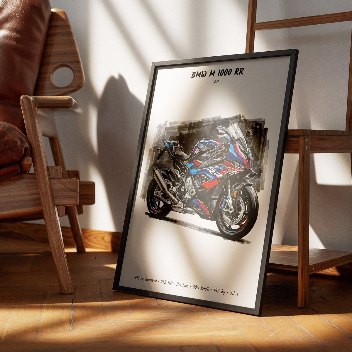 BMW M 1000 RR Minimalist Motorcycle Wall Art