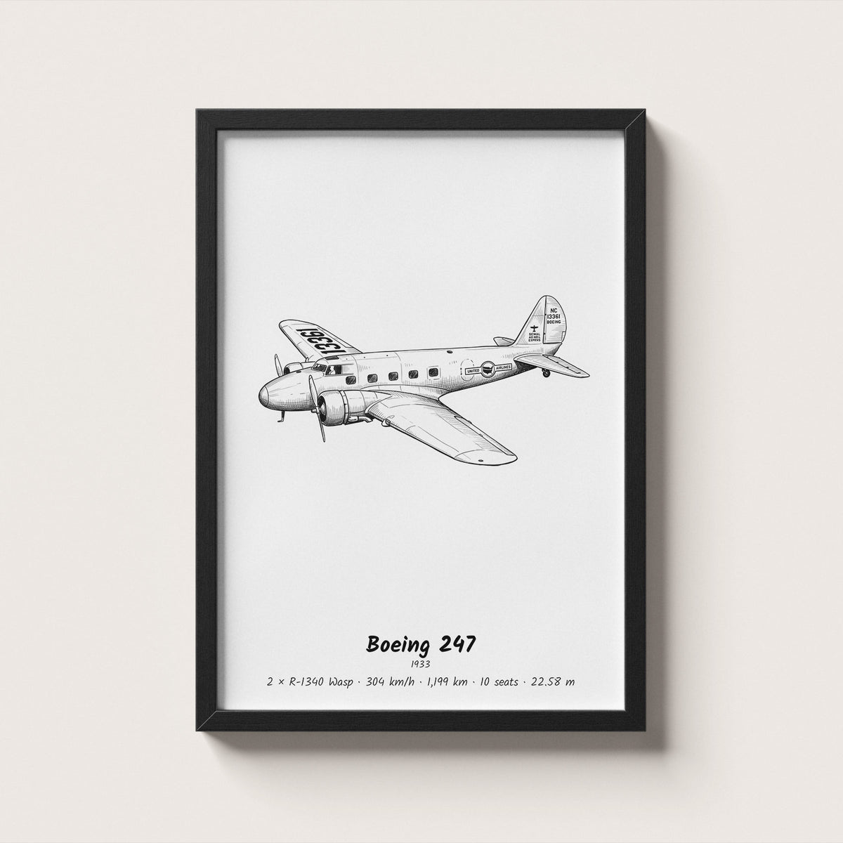 Boeing 247 Airliner Wall Art