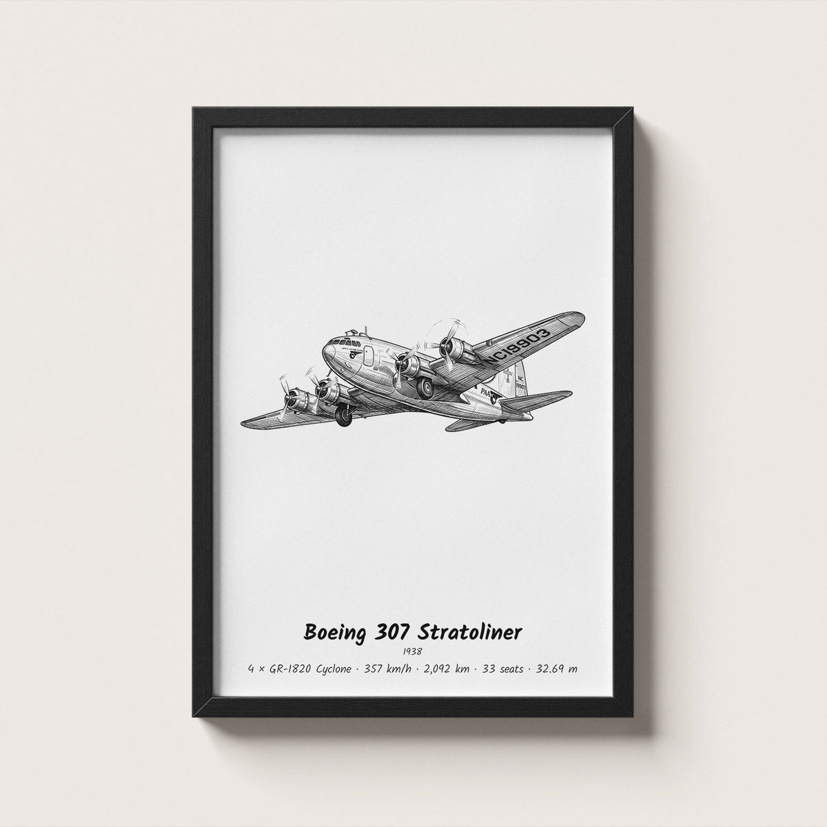 Boeing 307 Stratoliner Airliner Wall Art