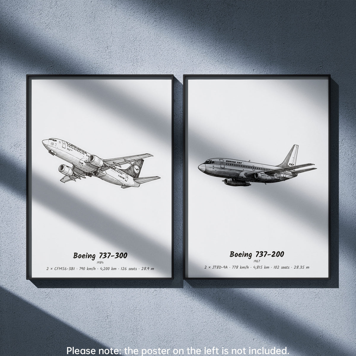 737-200 Wall Art Paired with Boeing 737-300