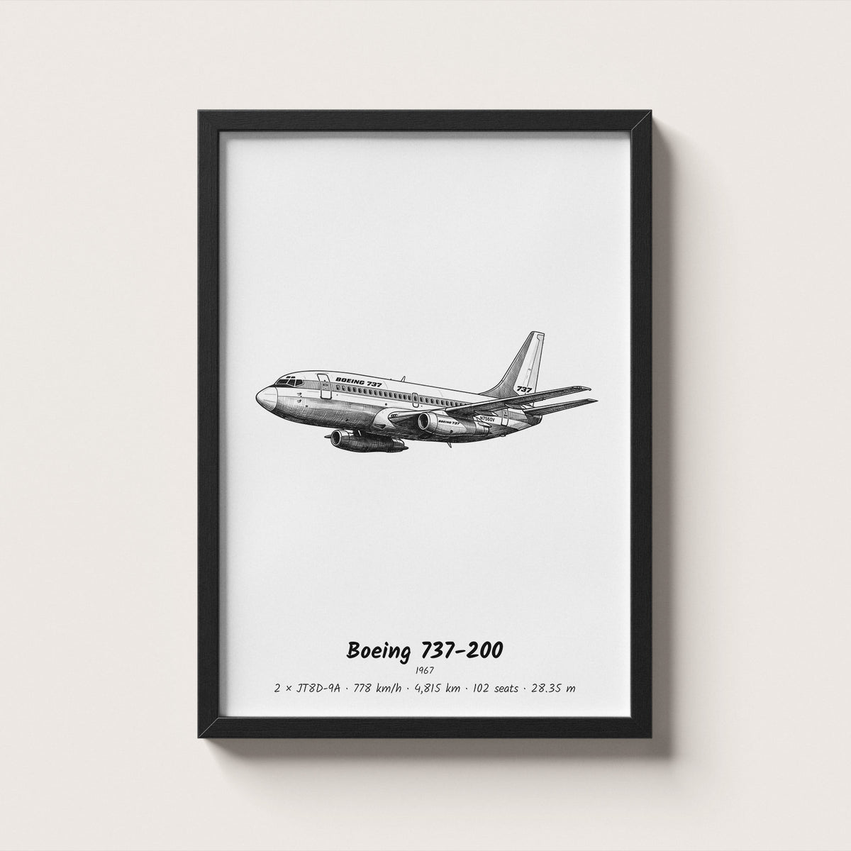Boeing 737-200 Airliner Wall Art
