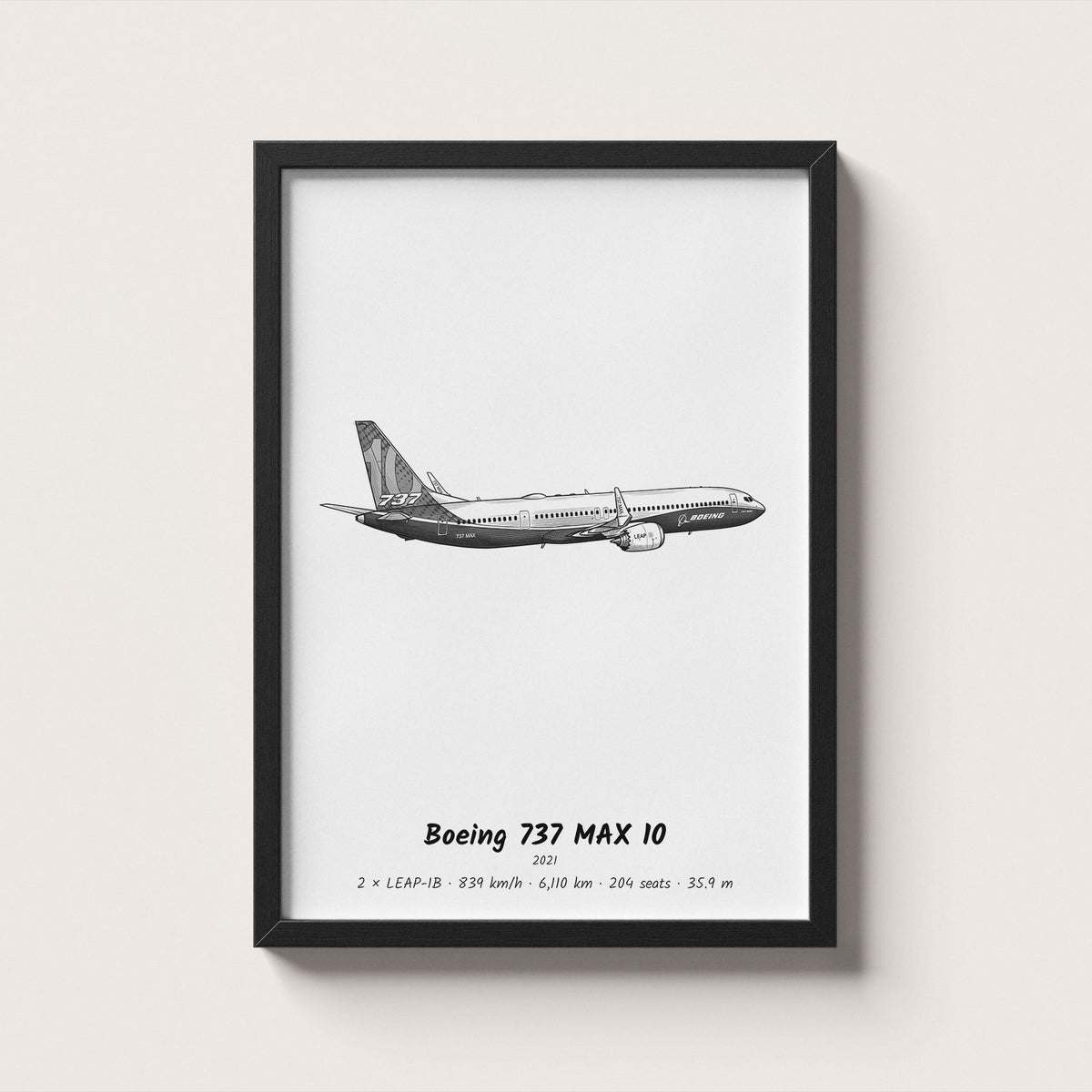 Boeing 737 MAX 10 Airliner Wall Art