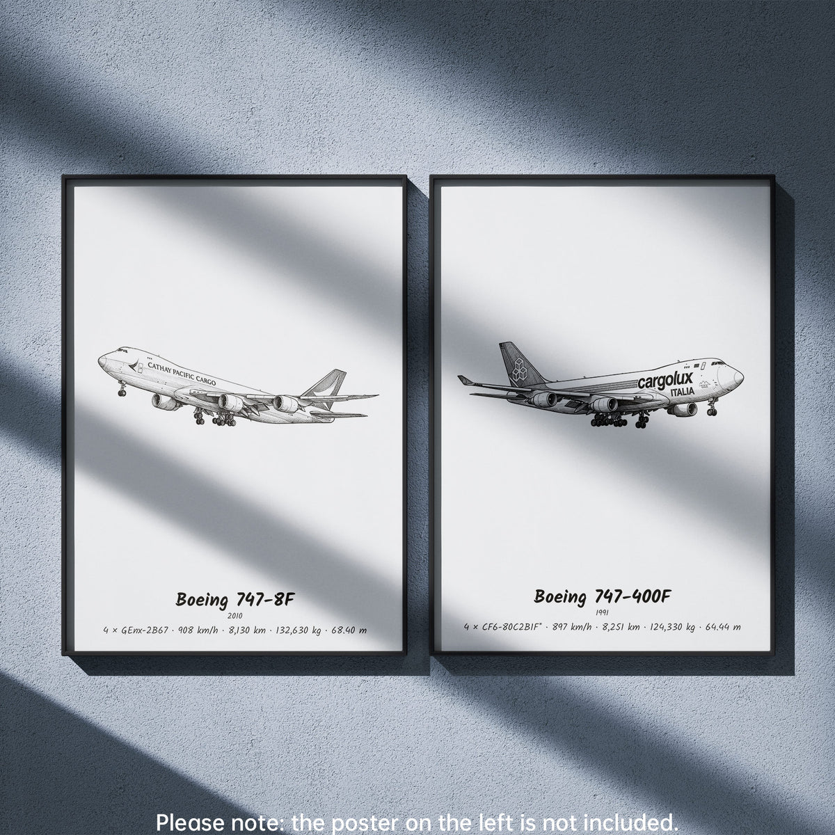 Boeing 747-400F Wall Art Paired with Boeing 747-8F