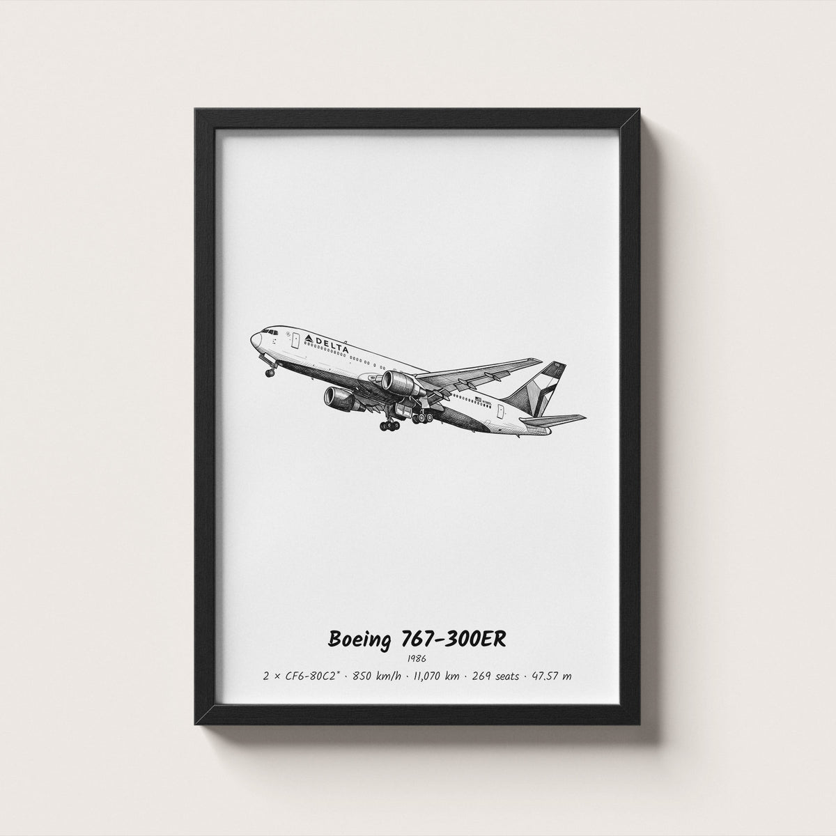 Boeing 767-300ER Airliner Wall Art