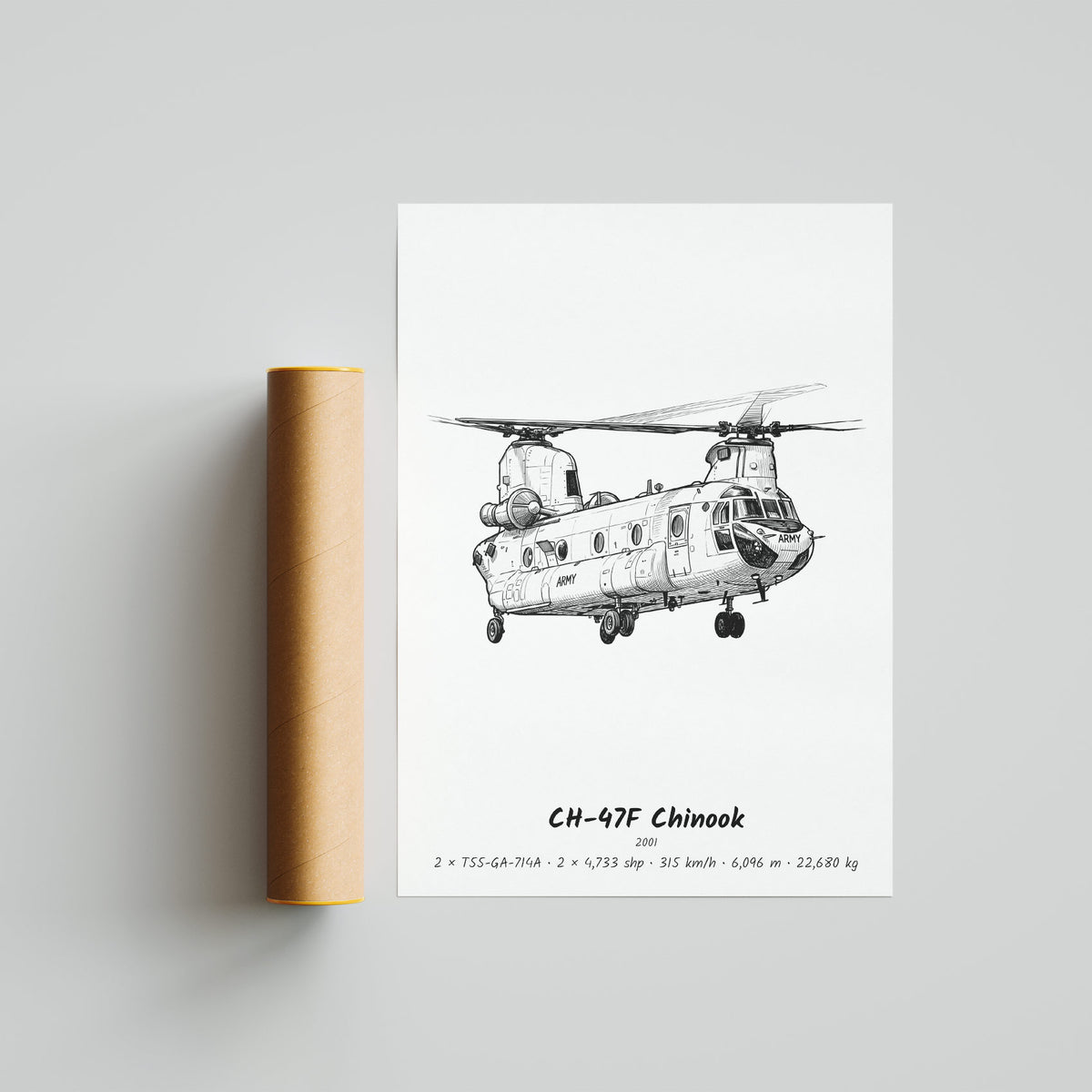 Boeing CH-47F Chinook Helicopter Poster
