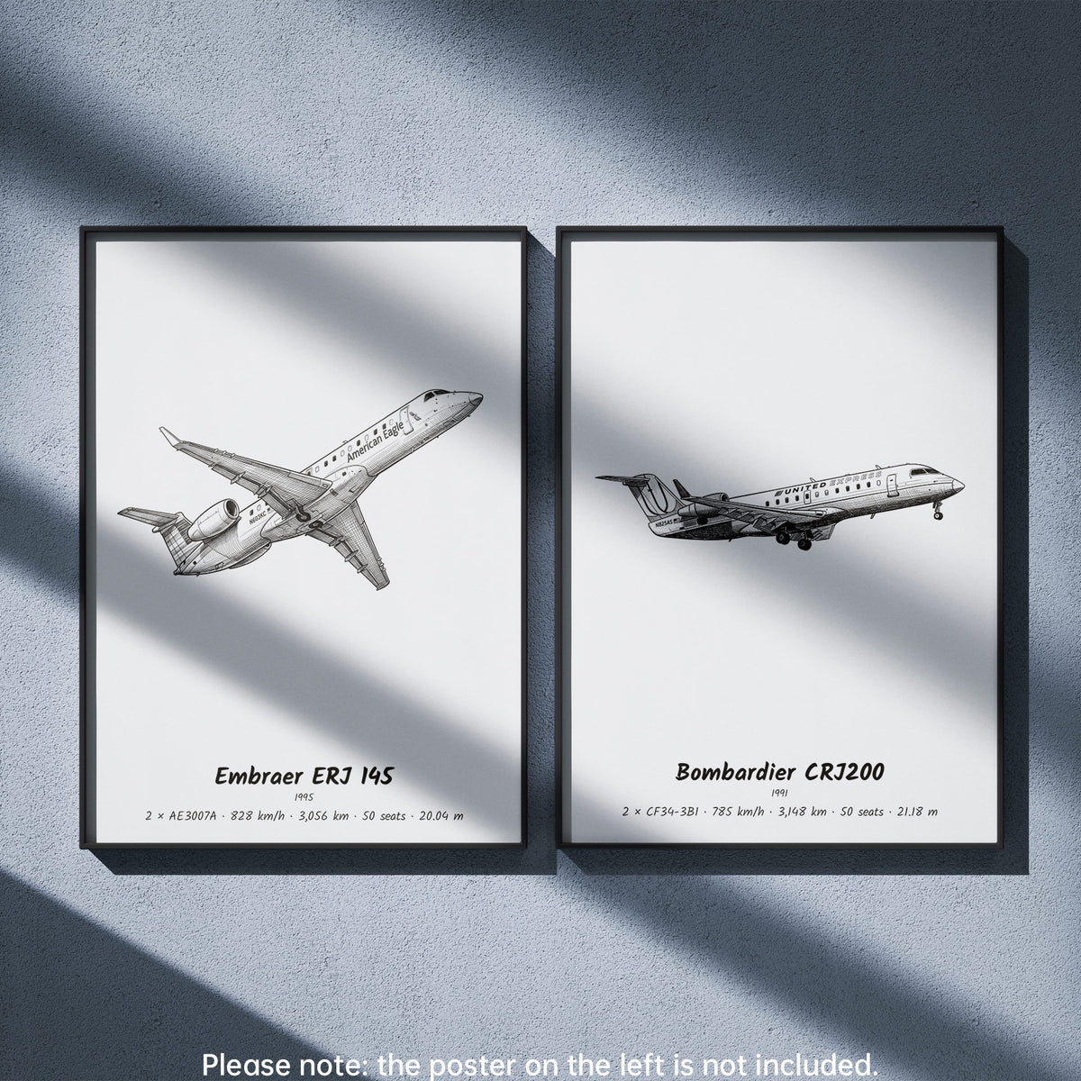 CRJ200 Wall Art Paired with Embraer ERJ 145