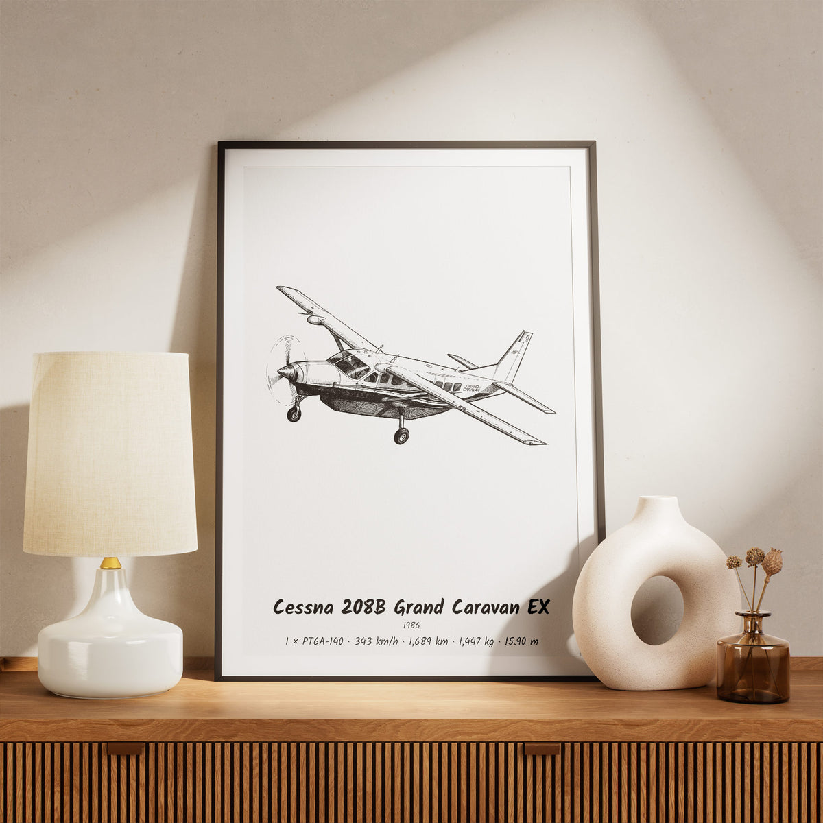 Framed Cessna 208B Grand Caravan EX Print on a Shelf