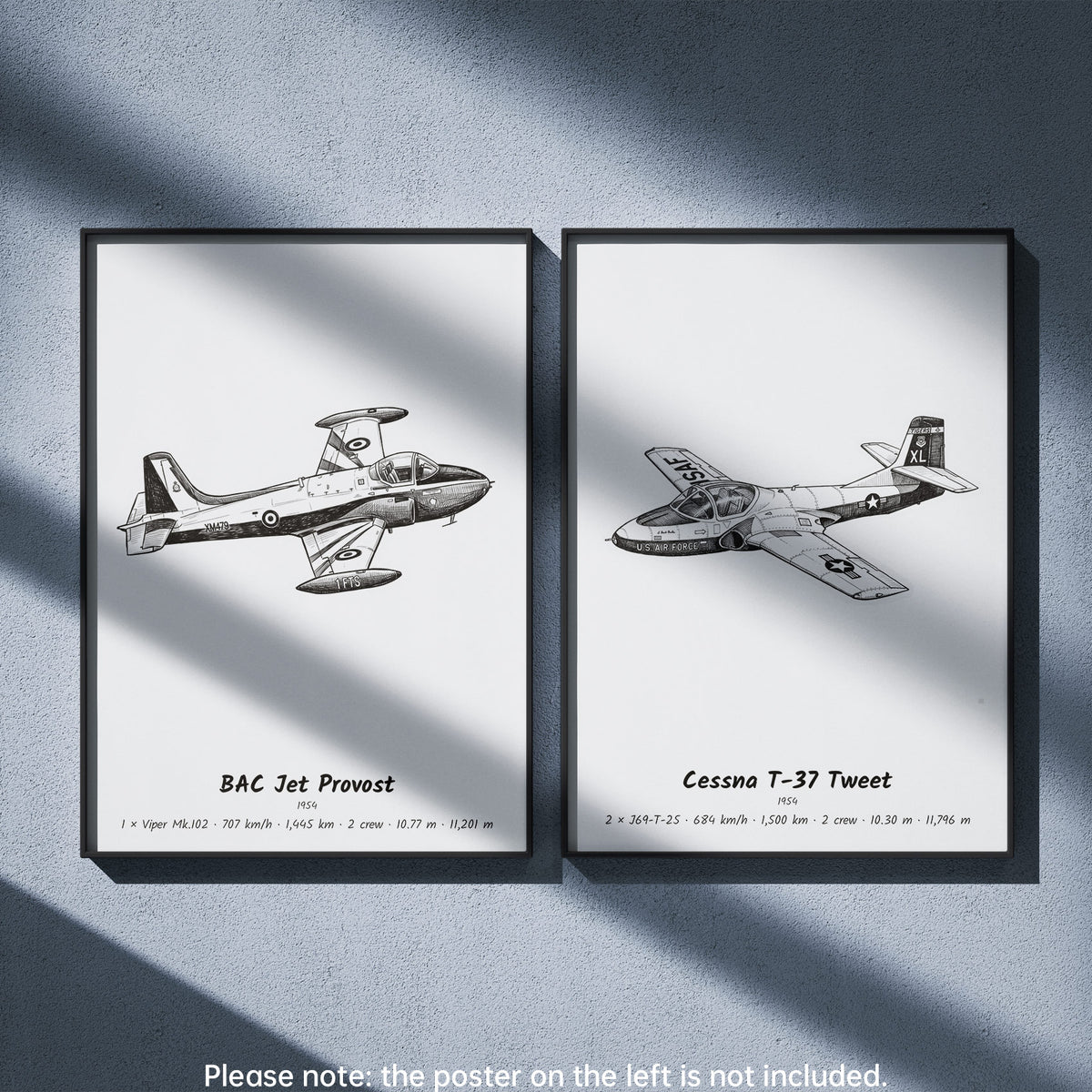 Cessna T-37 Tweet Wall Art Paired with BAC Jet Provost