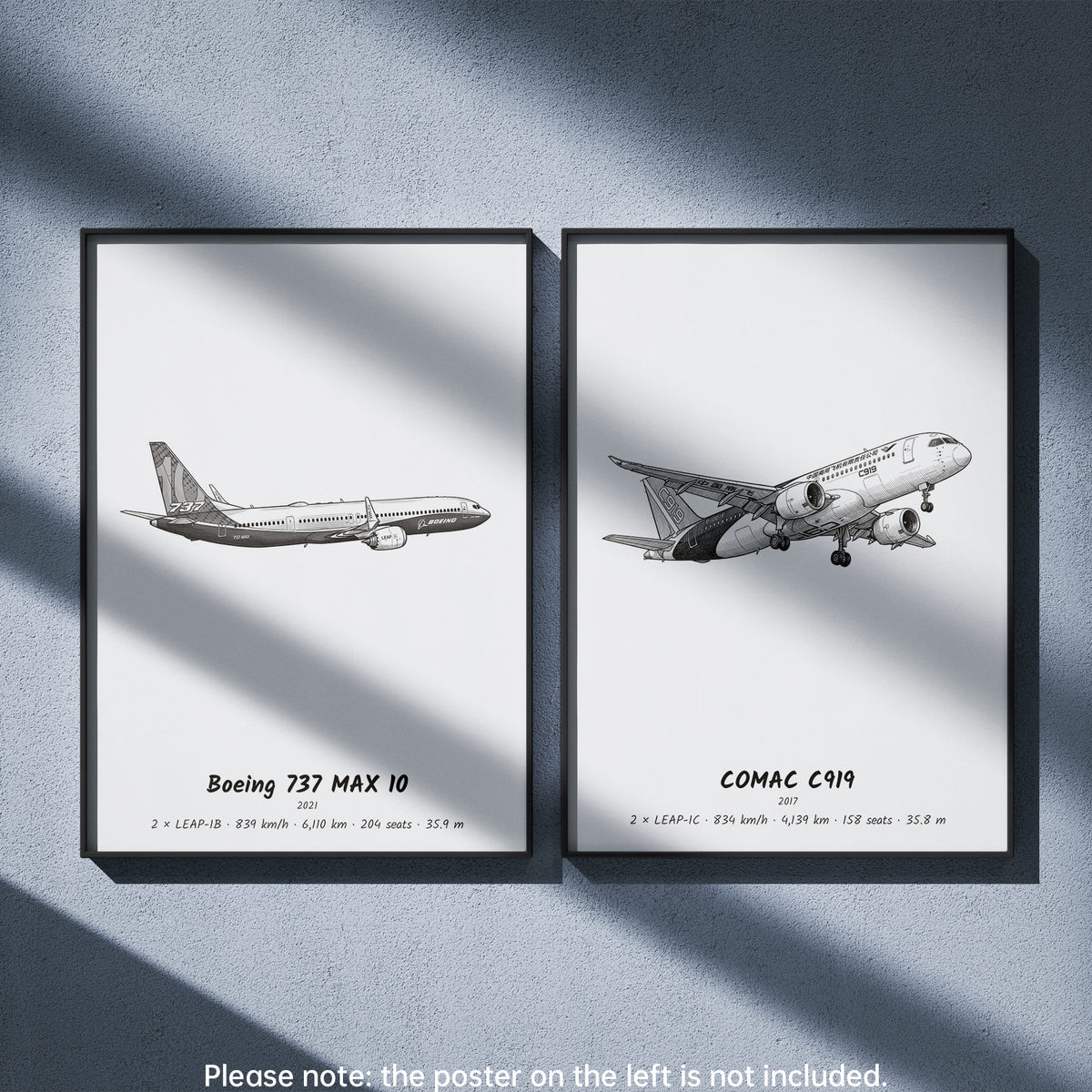 C919 Wall Art Paired with Boeing 737 MAX 10