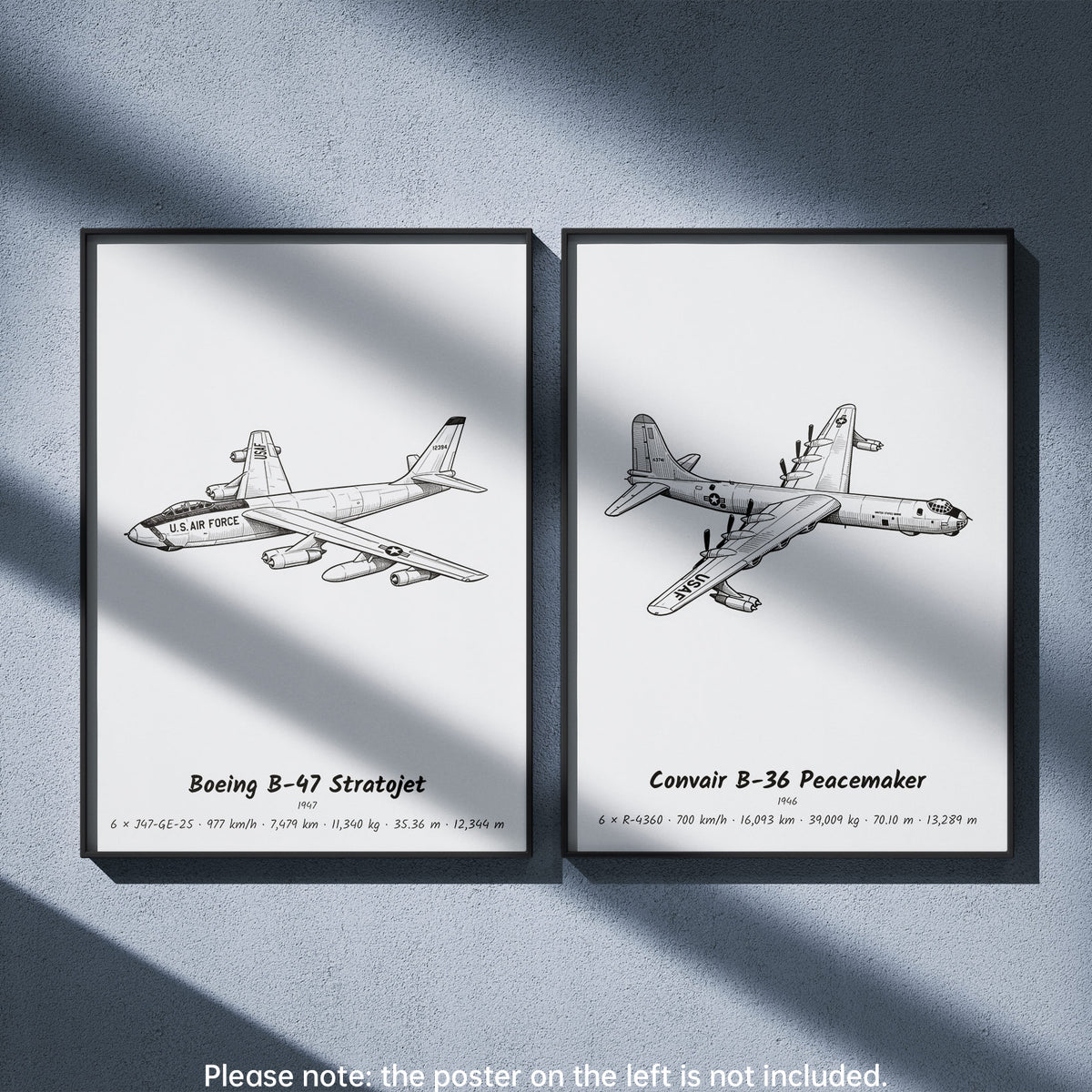 Convair B-36 Peacemaker Wall Art Paired with Boeing B-47 Stratojet