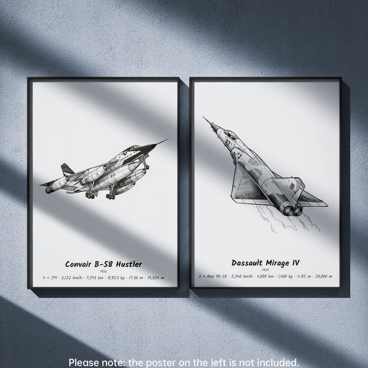 Dassault Mirage IV Wall Art Paired with Convair B-58 Hustler
