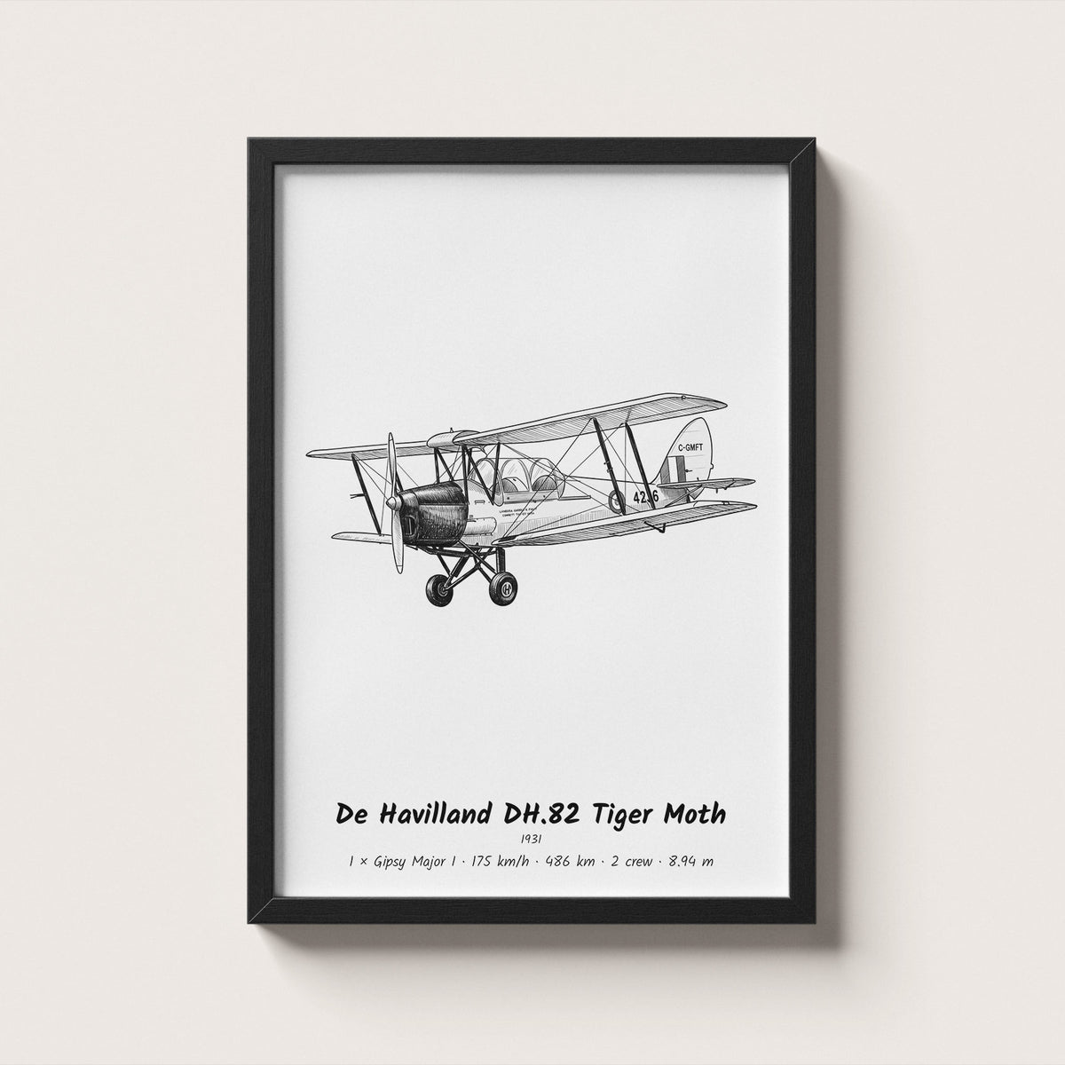 De Havilland DH.82 Tiger Moth Wall Art