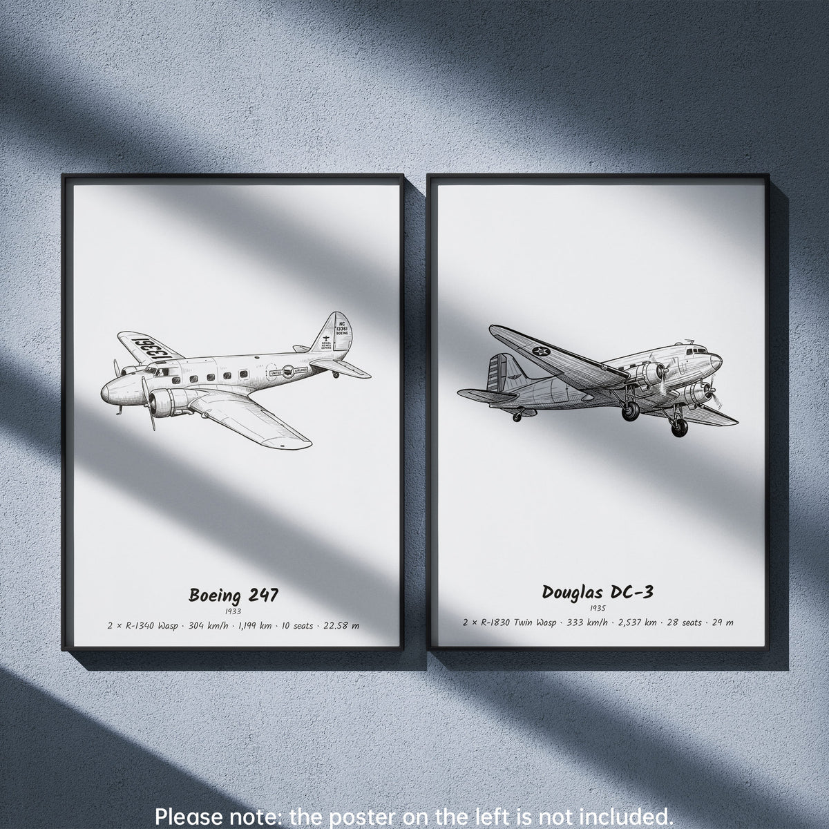 DC-3 Wall Art Paired with Boeing 247