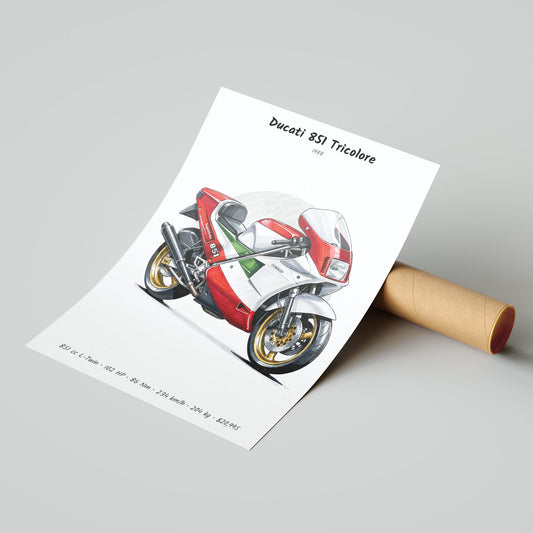 Ducati 851 Tricolore 1988 Poster