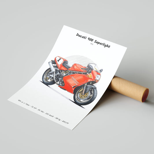 Ducati 900 Superlight 1992 Poster