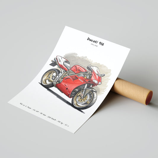 Ducati 916 Motorcycle Poster