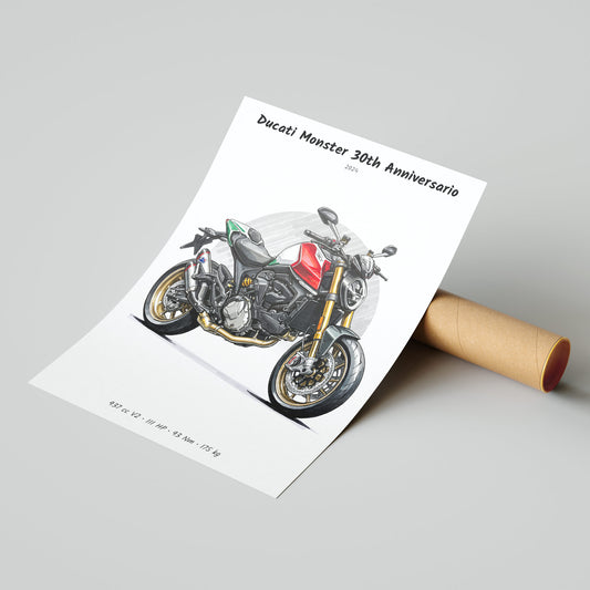 Ducati Monster 30th Anniversario 2024 Poster