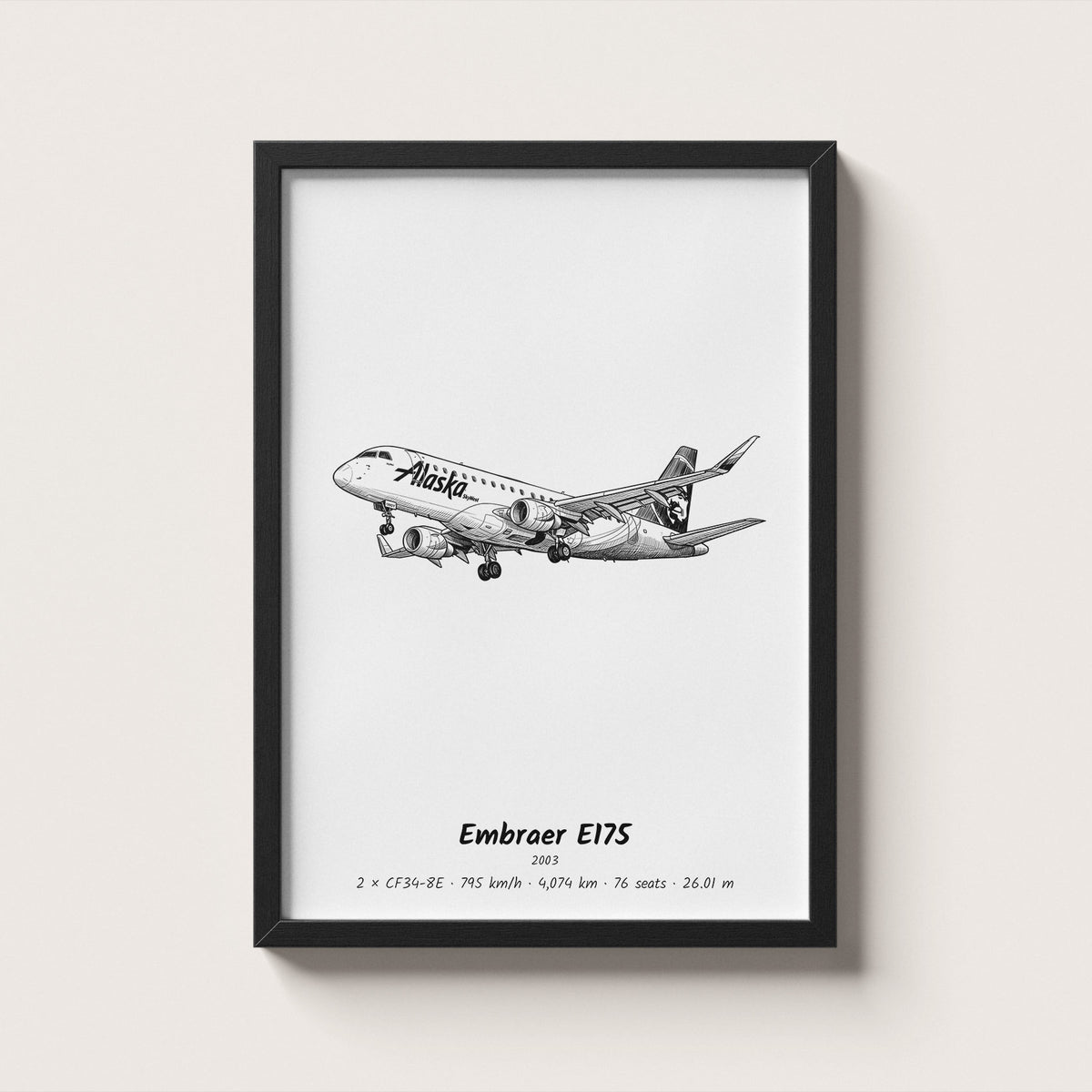 Embraer E175 Airliner Wall Art