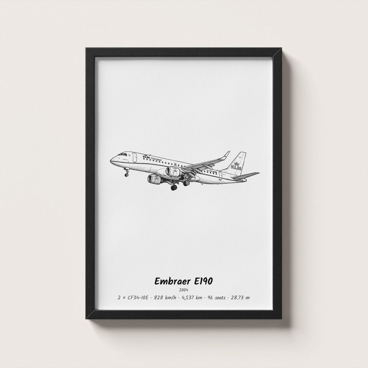 Embraer E190 Airliner Wall Art