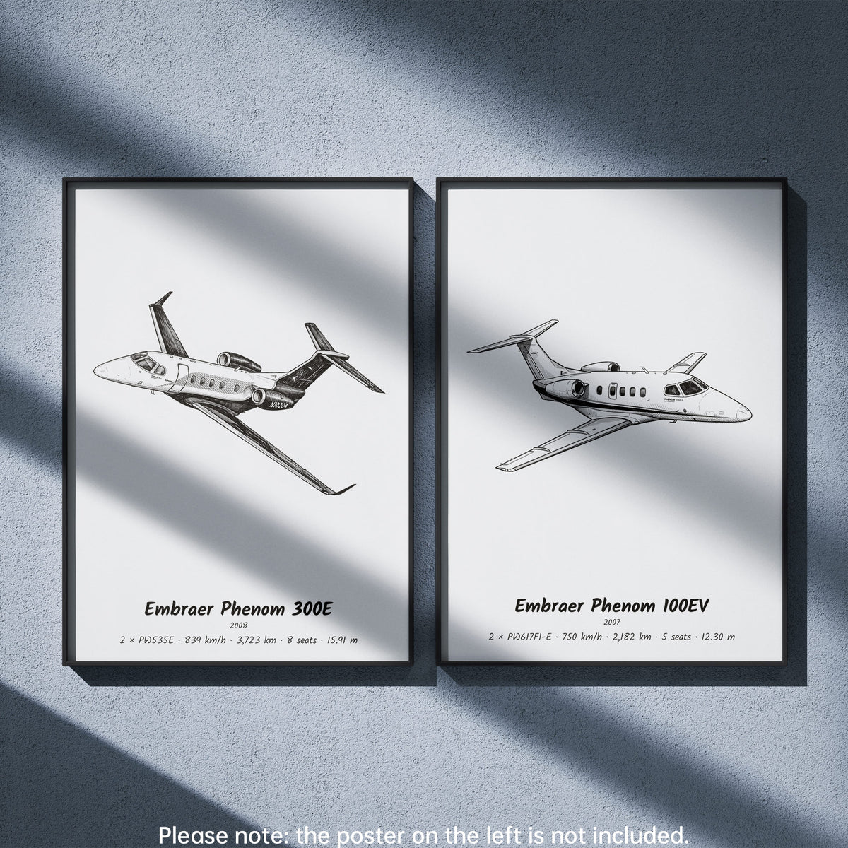 Embraer Phenom 100EV Wall Art Paired with Embraer Phenom 300E