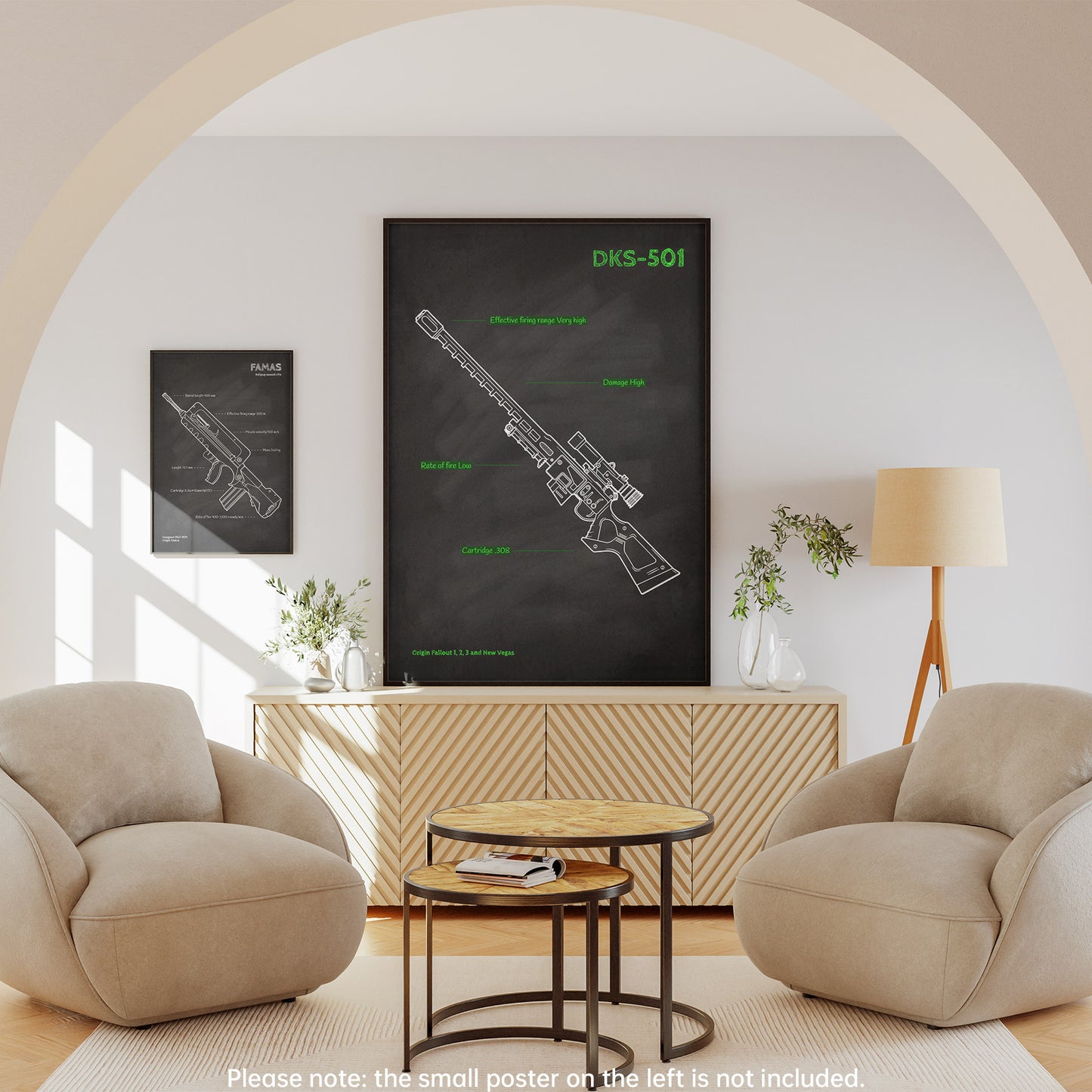 Fallout DKS-501 blueprint wall art - military poster decor in living room
