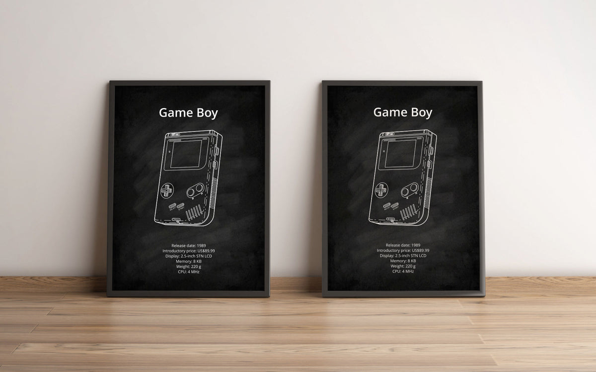 Nintendo Game Boy blueprint poster wall art