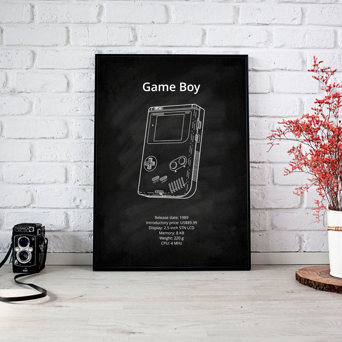 Nintendo Game Boy blueprint poster wall art