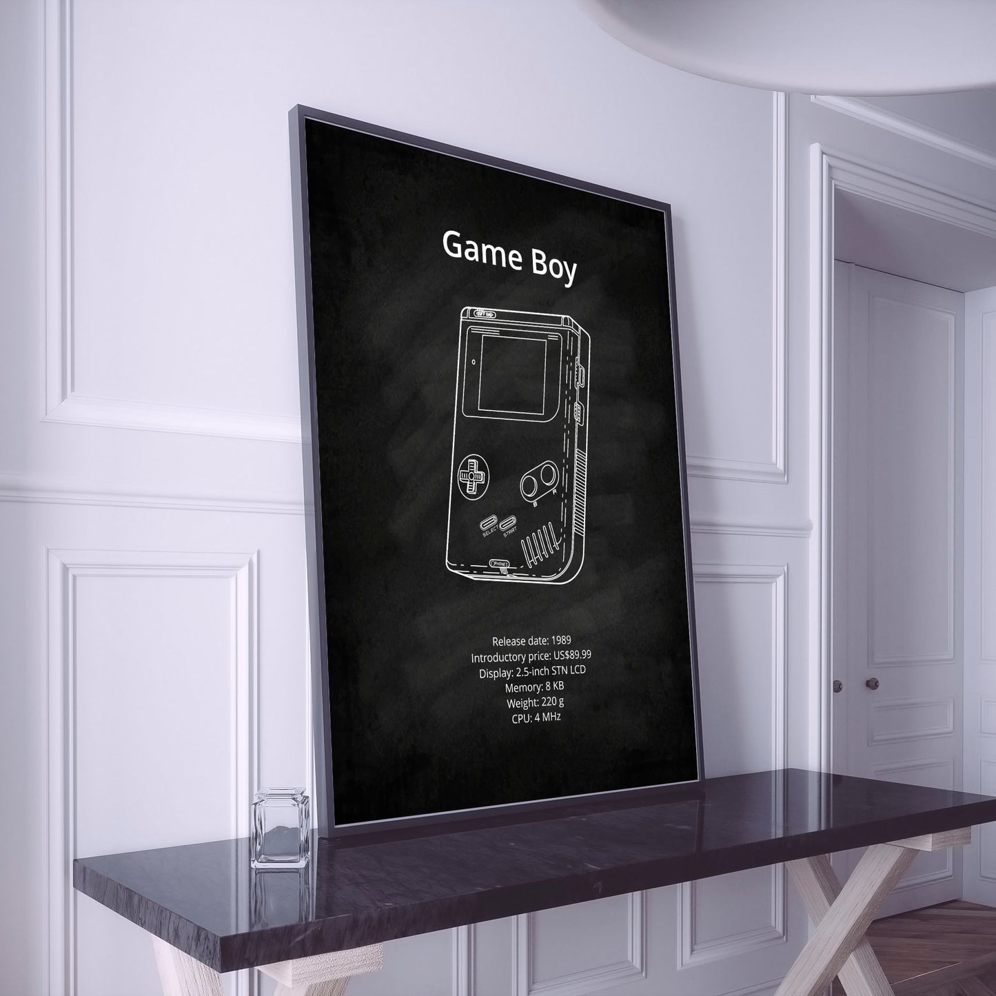 Nintendo Game Boy blueprint poster wall art