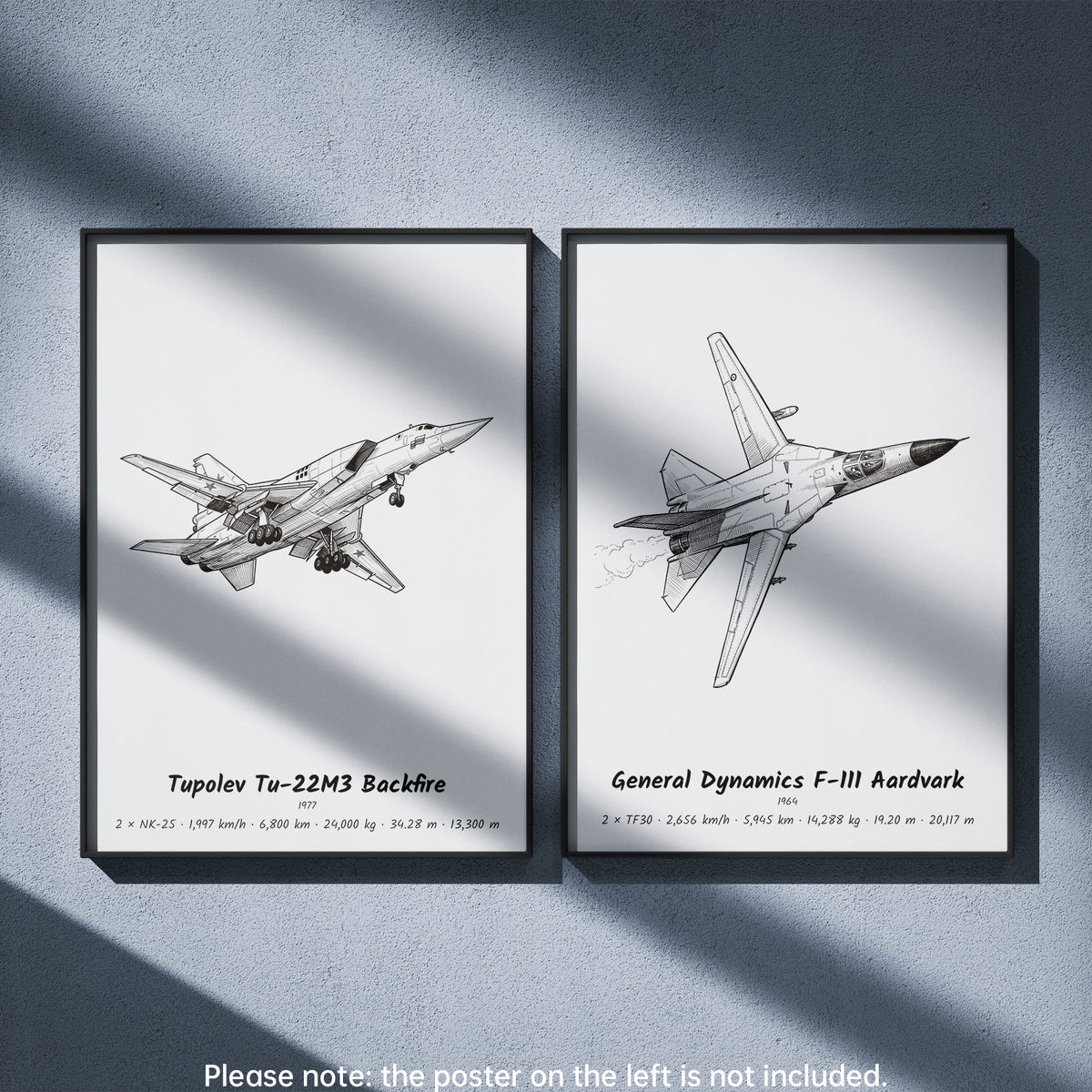 General Dynamics F-111 Aardvark Wall Art Paired with Tupolev Tu-22M3 Backfire
