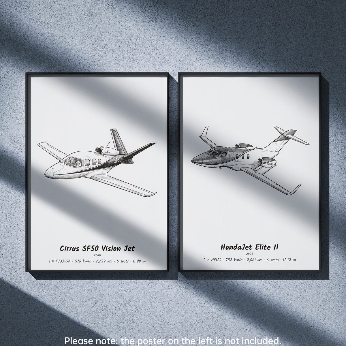 HondaJet Elite II Wall Art Paired with Cirrus SF50 Vision Jet