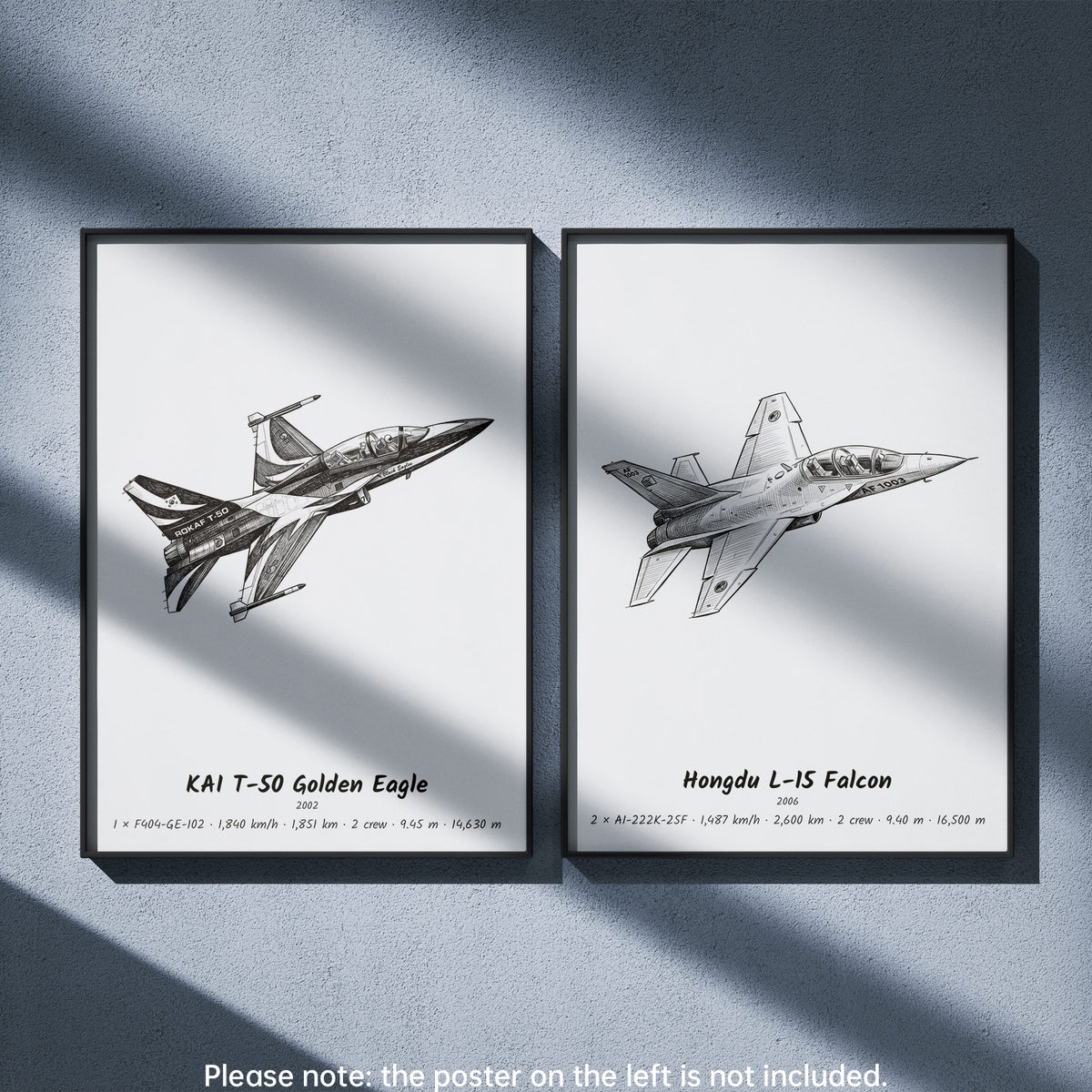 Hongdu L-15 Falcon Wall Art Paired with KAI T-50 Golden Eagle