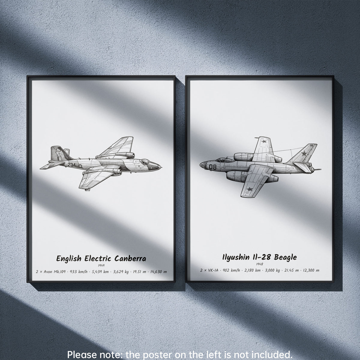 Ilyushin Il-28 Beagle Wall Art Paired with English Electric Canberra