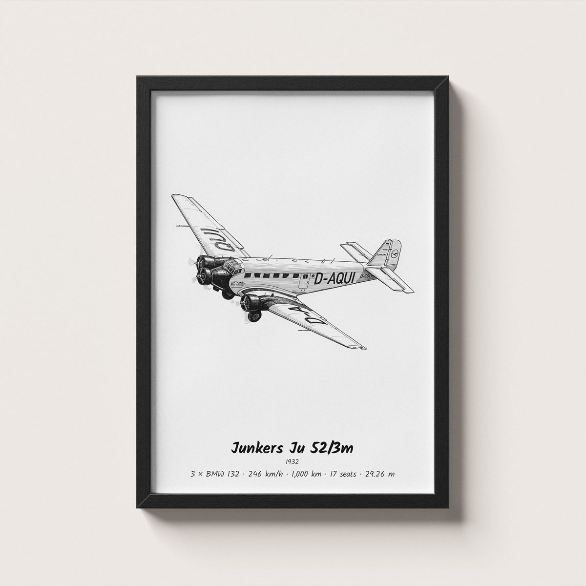 Junkers Ju 52/3m Airliner Wall Art