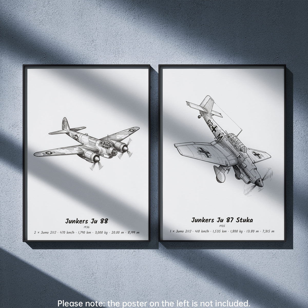 Junkers Ju 87 Stuka Wall Art Paired with Junkers Ju 88